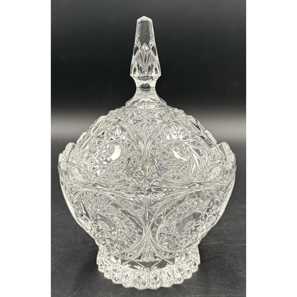 Vintage 8" Imperlux SUNRISE Collection Handcut 24% Lead Crystal Candy Dish